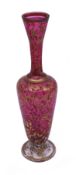 Antique Early 19th c. Gilded Cranberry Glass Vase