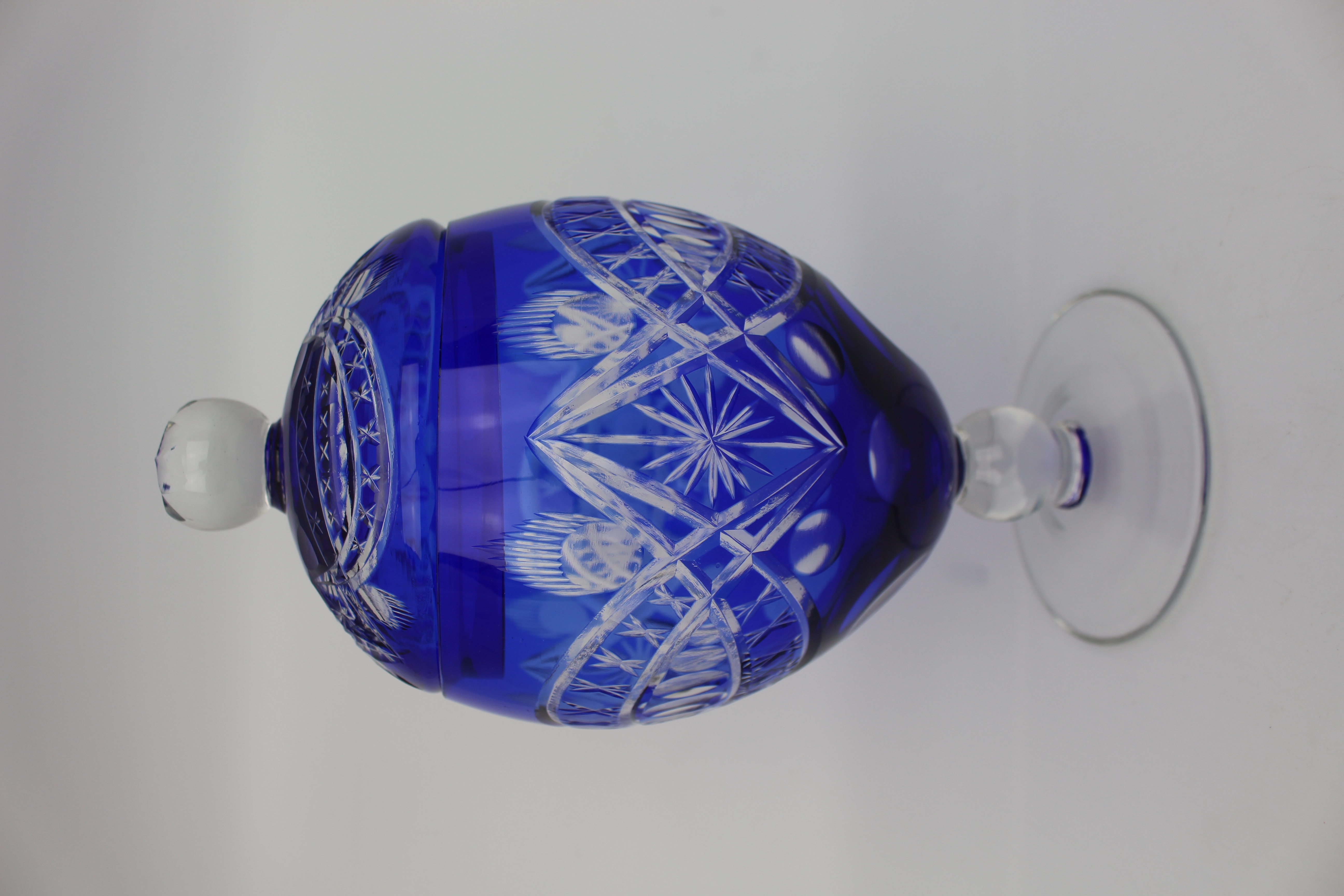 Blue Overlay Crystal Lidded Sweet Dish - Image 2 of 4