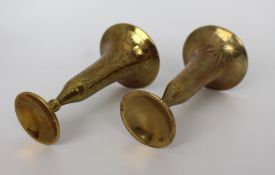 Pair of Indian Brass Trumpet Vases