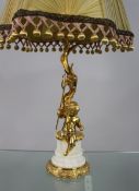 Gilt Metal Cherub Table Lamp