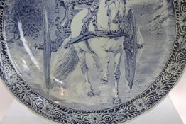 Large 20th c. Boch Delfts Blue & White Charger