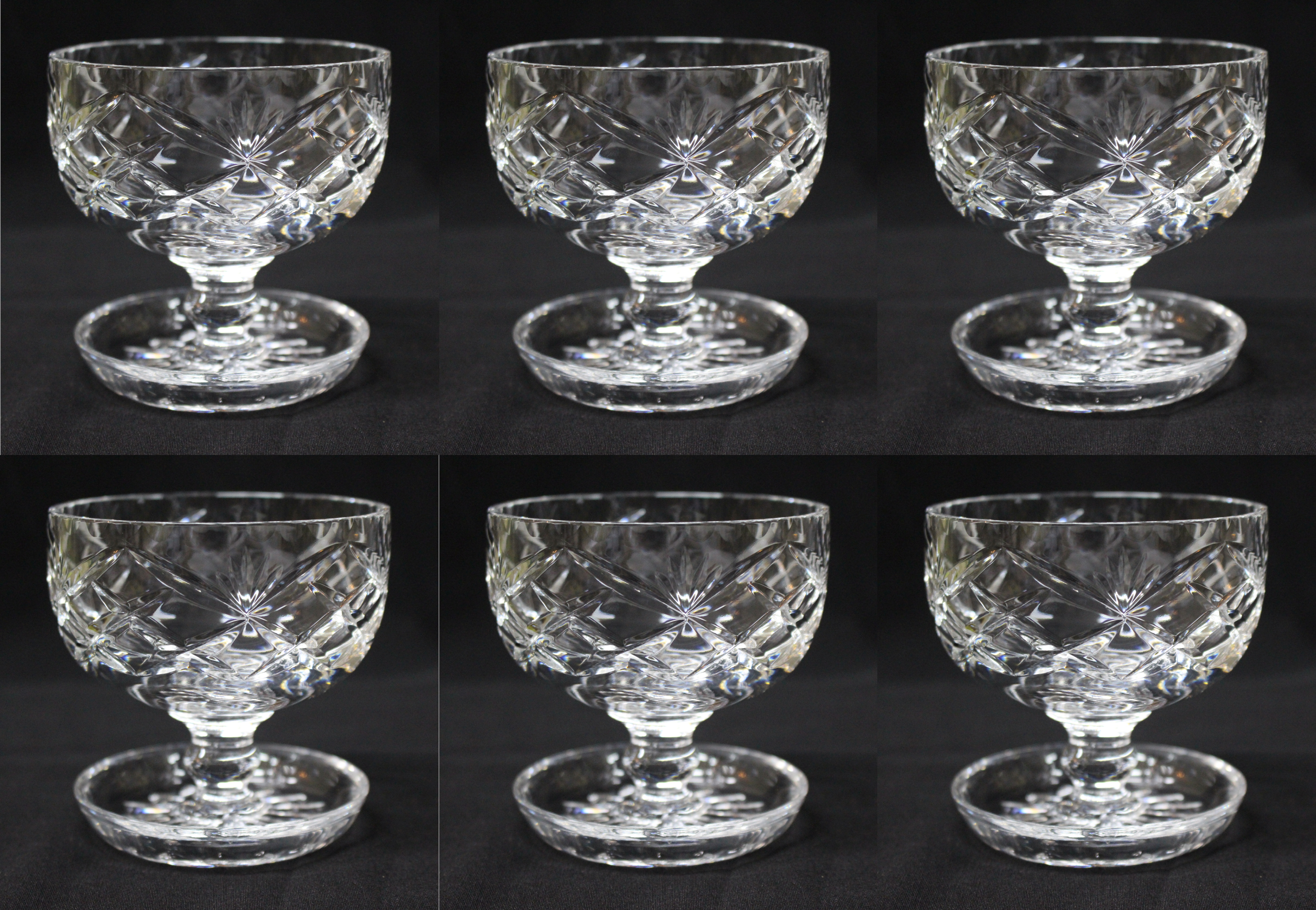 Set of 6 Vintage Cut Glass Crystal Sundae Dishes - Image 6 of 6