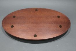 Oval Solid Mahogany Drinks Decanter & Glass Serving Tray