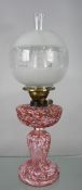 Early Victorian Glass Duplex Burner Oil Lamp