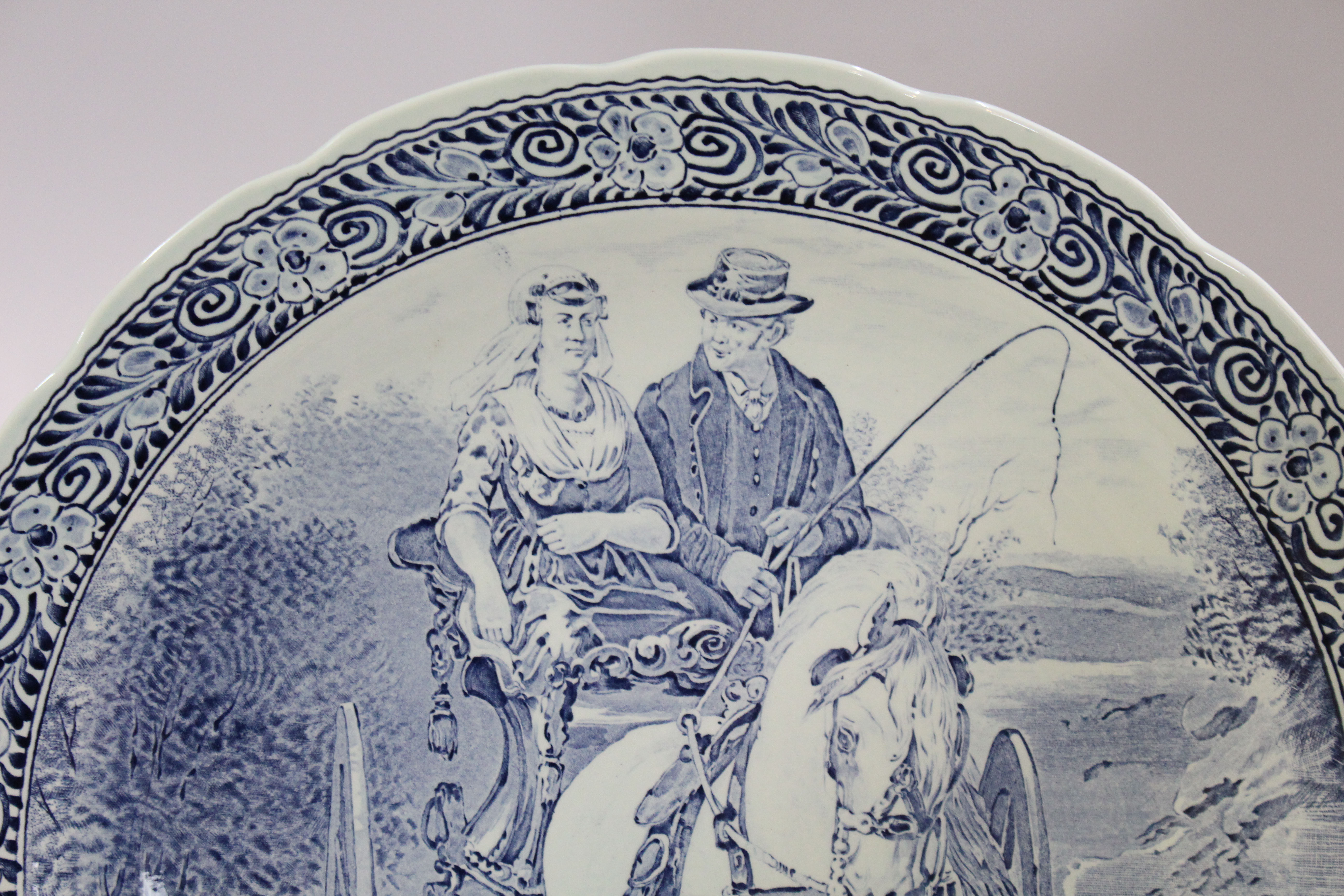 Large 20th c. Boch Delfts Blue & White Charger - Image 3 of 5