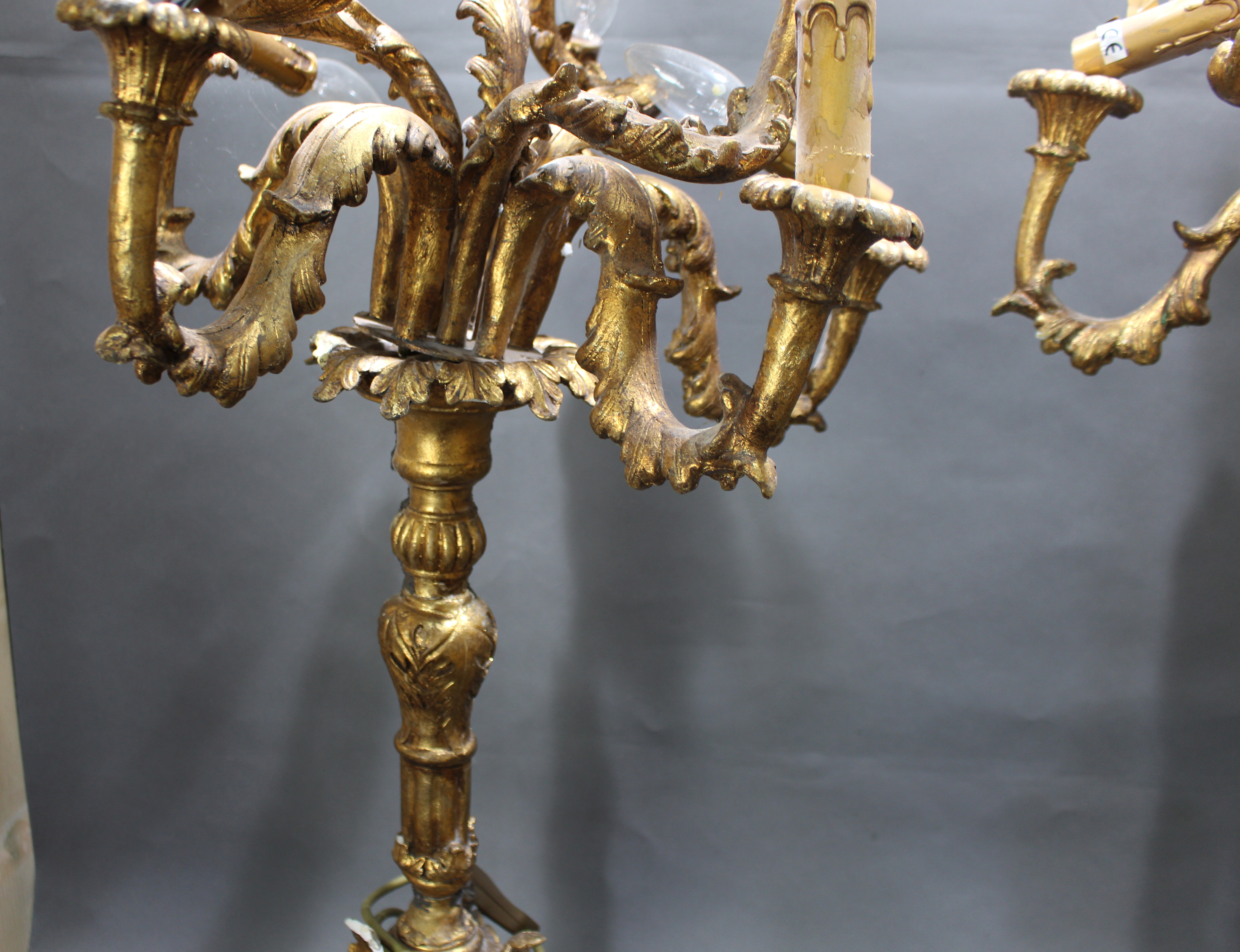 Pair of Large Gold Candelabra Lamps A/F - Image 5 of 6