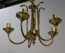 Five Light Brass Chandelier