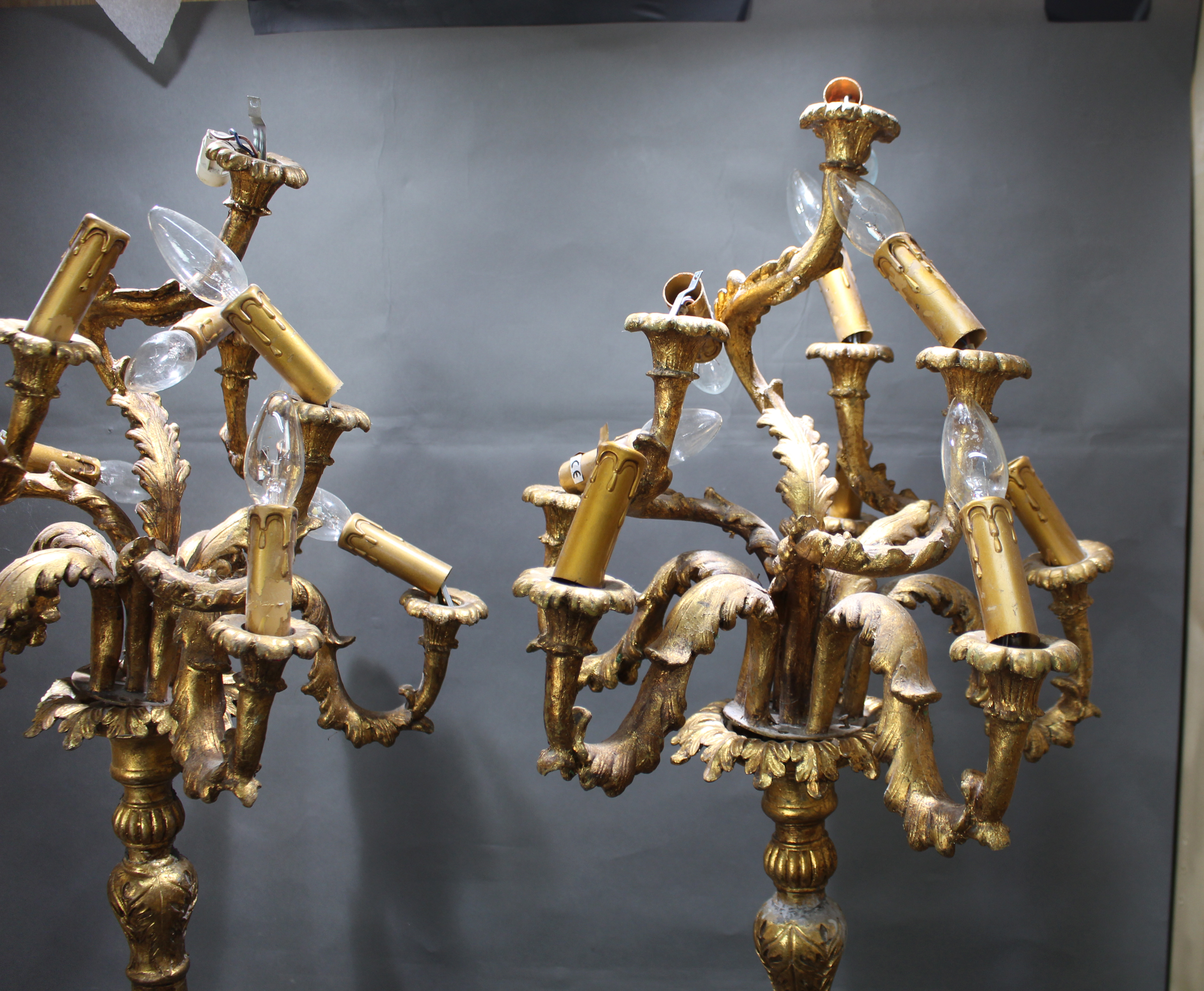 Pair of Large Gold Candelabra Lamps A/F - Image 6 of 6