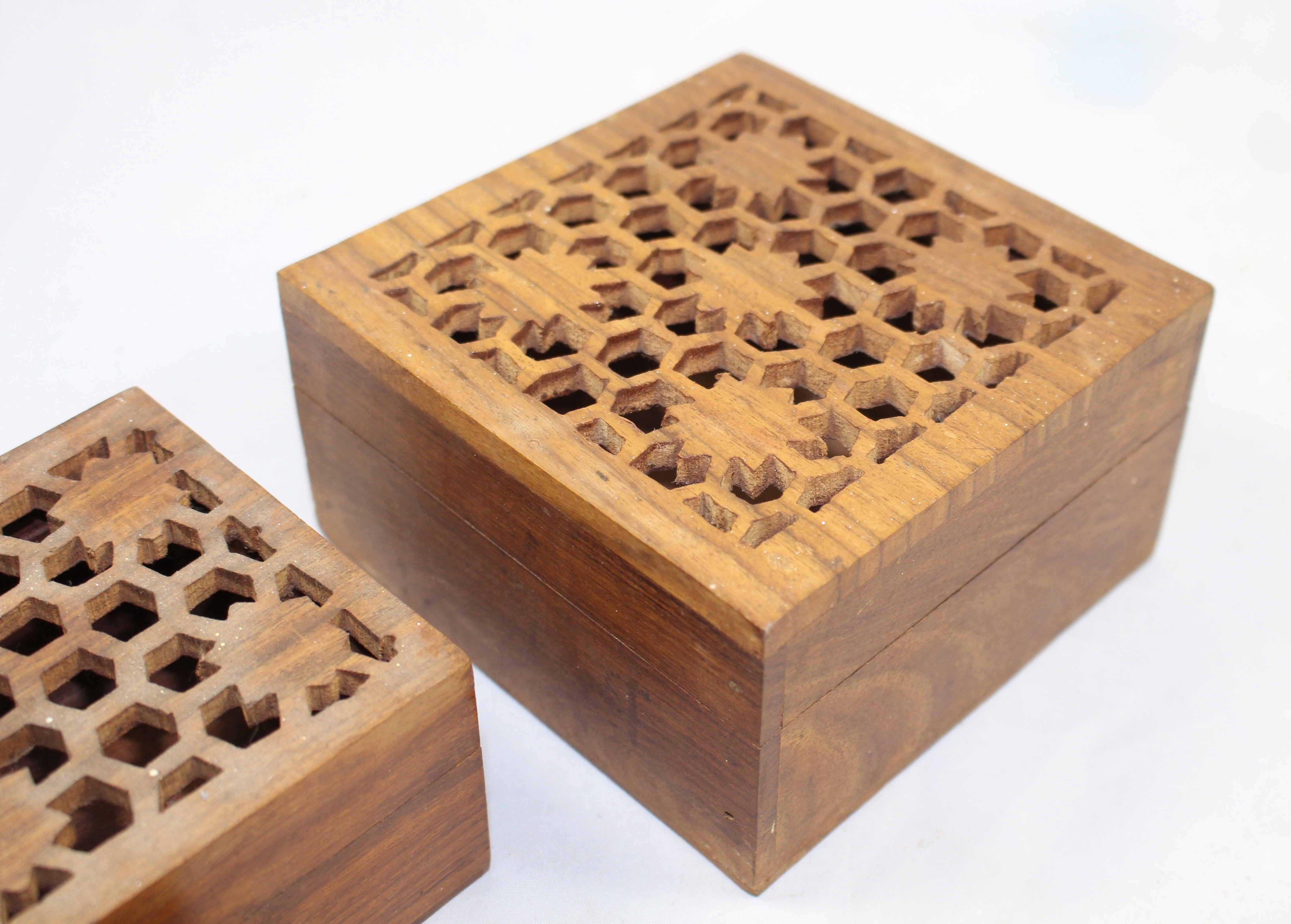 Set of Three Carved Wood Late 20th c. Boxes - Image 5 of 7