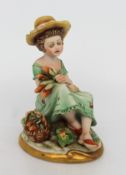 Capodimonte Girl Picking Sweetcorn Figurine