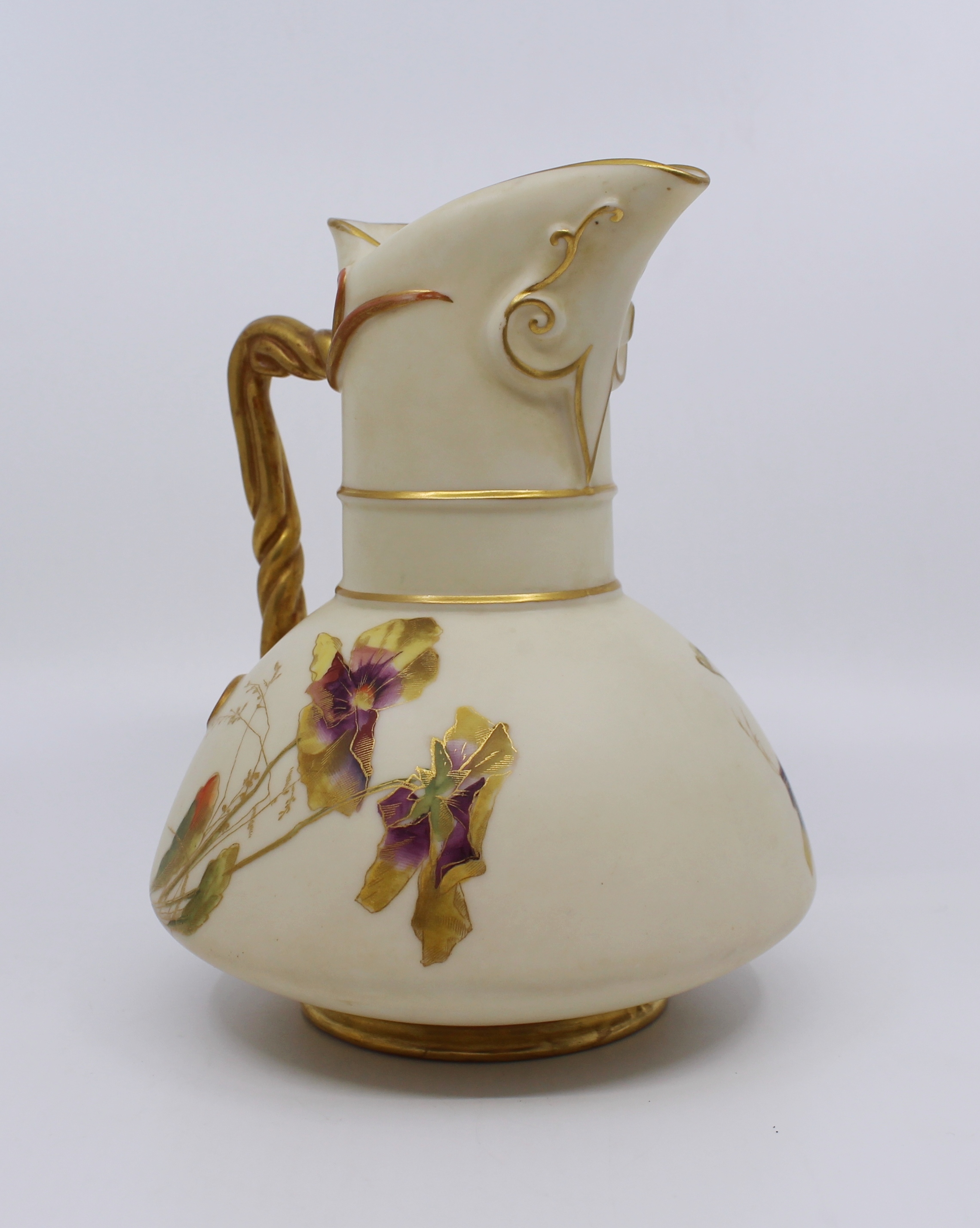 Late 19th c. Royal Worcester Gilded Blush Jug 1891 Model 1378