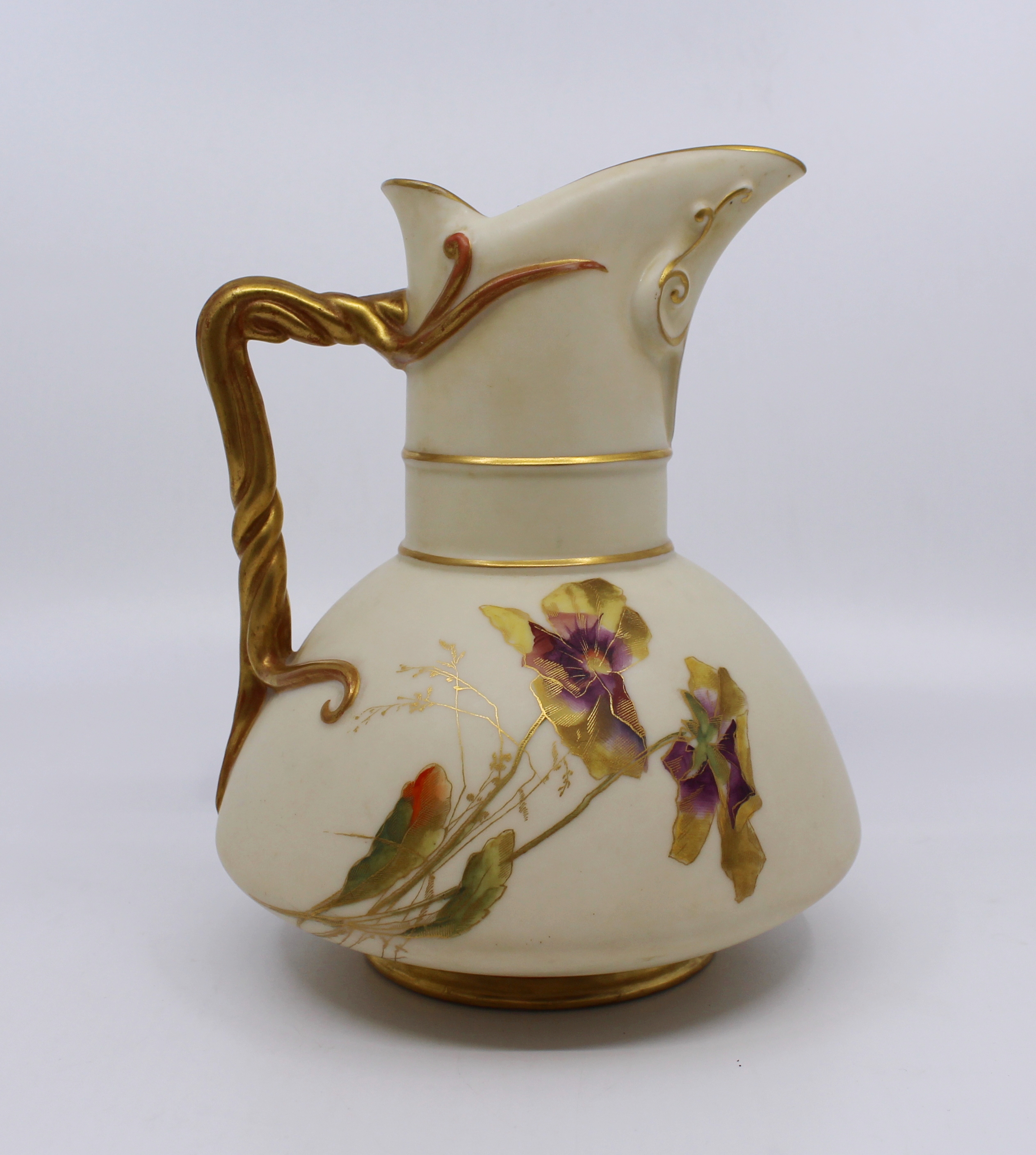 Late 19th c. Royal Worcester Gilded Blush Jug 1891 Model 1378 - Image 2 of 8