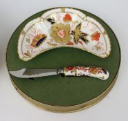 Boxed Royal Crown Derby Butter Dish & Knife