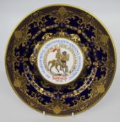 Caverswall Limited Edition "Domesday" Plate Cobalt Blue & Gilded