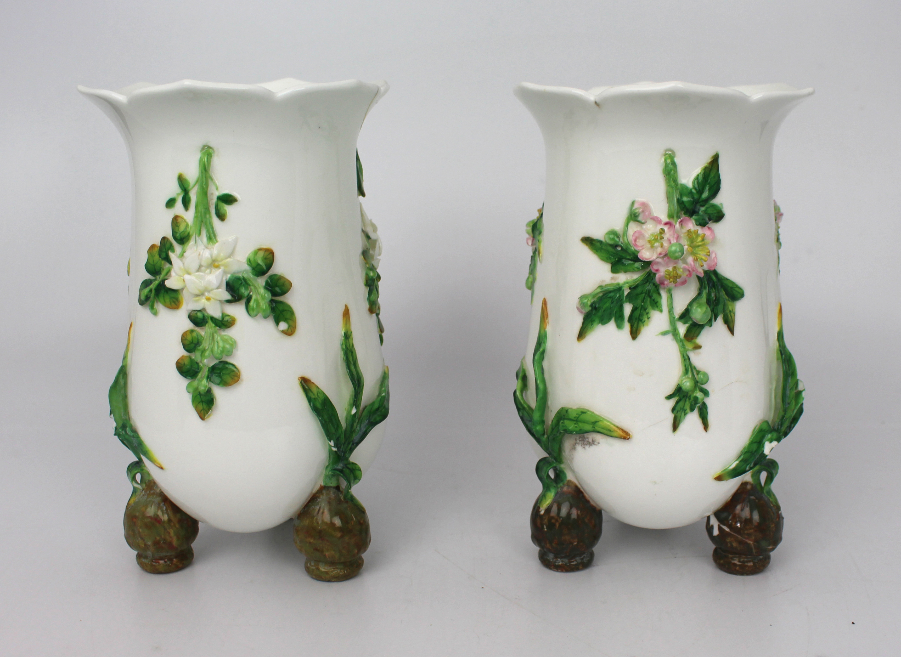 Pair of Antique Floral English Vases