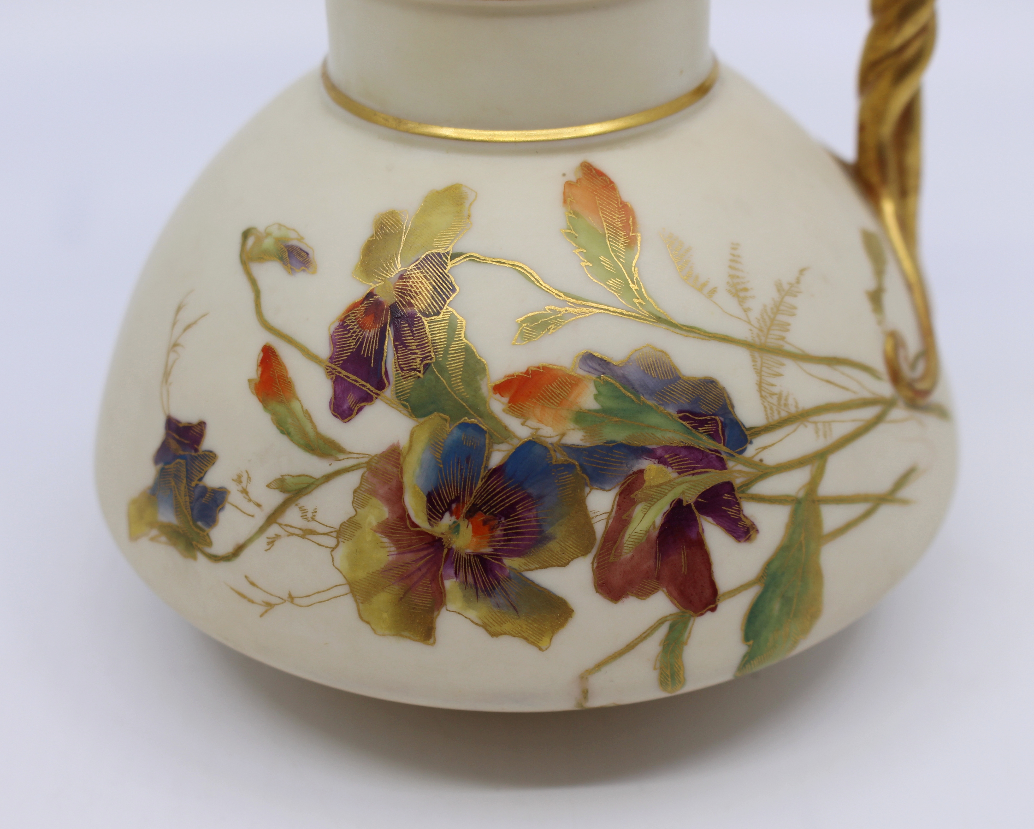 Late 19th c. Royal Worcester Gilded Blush Jug 1891 Model 1378 - Image 6 of 8