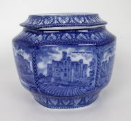 Maling Ware Blue & White Castle Lidded Jar