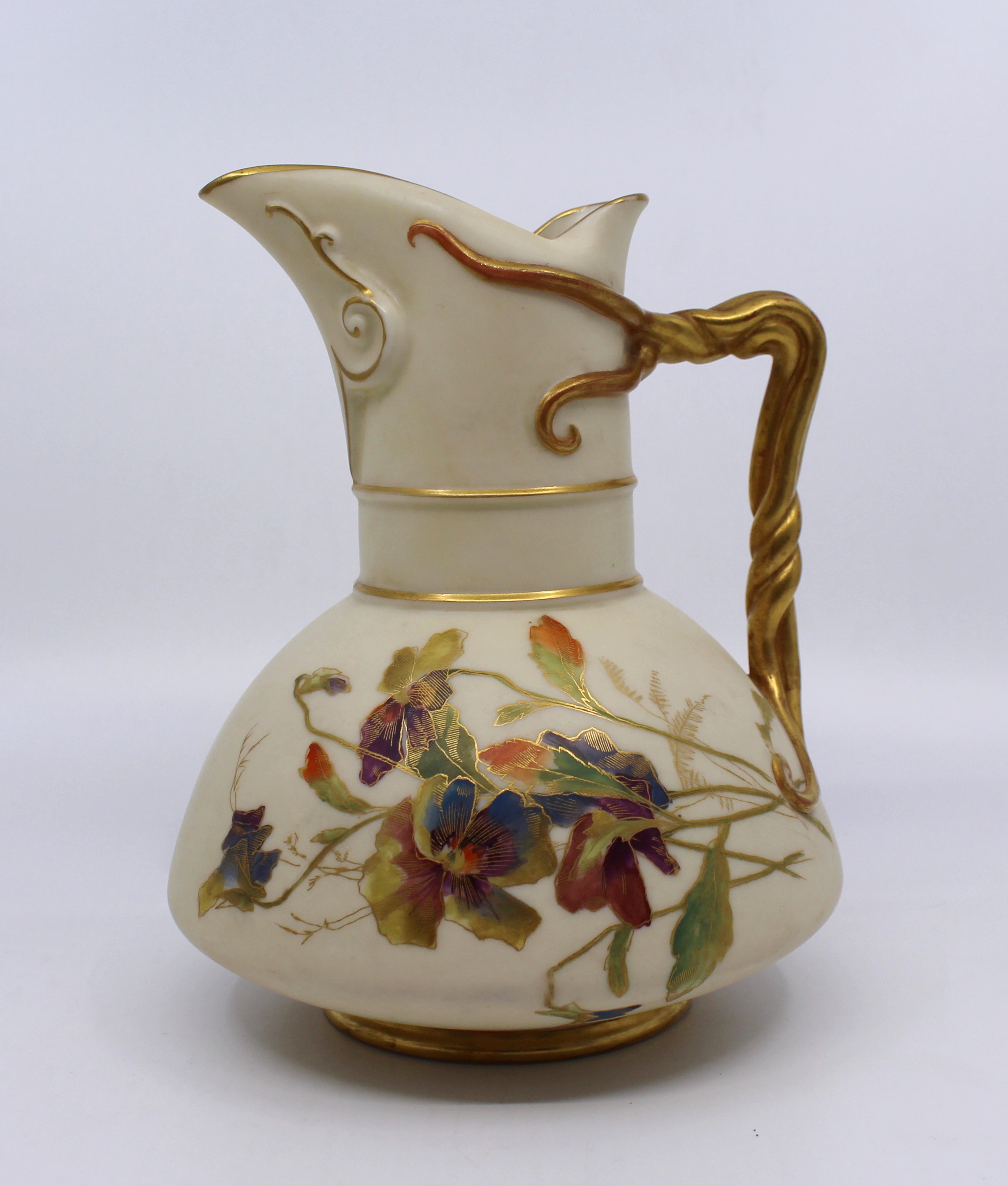 Late 19th c. Royal Worcester Gilded Blush Jug 1891 Model 1378 - Image 5 of 8