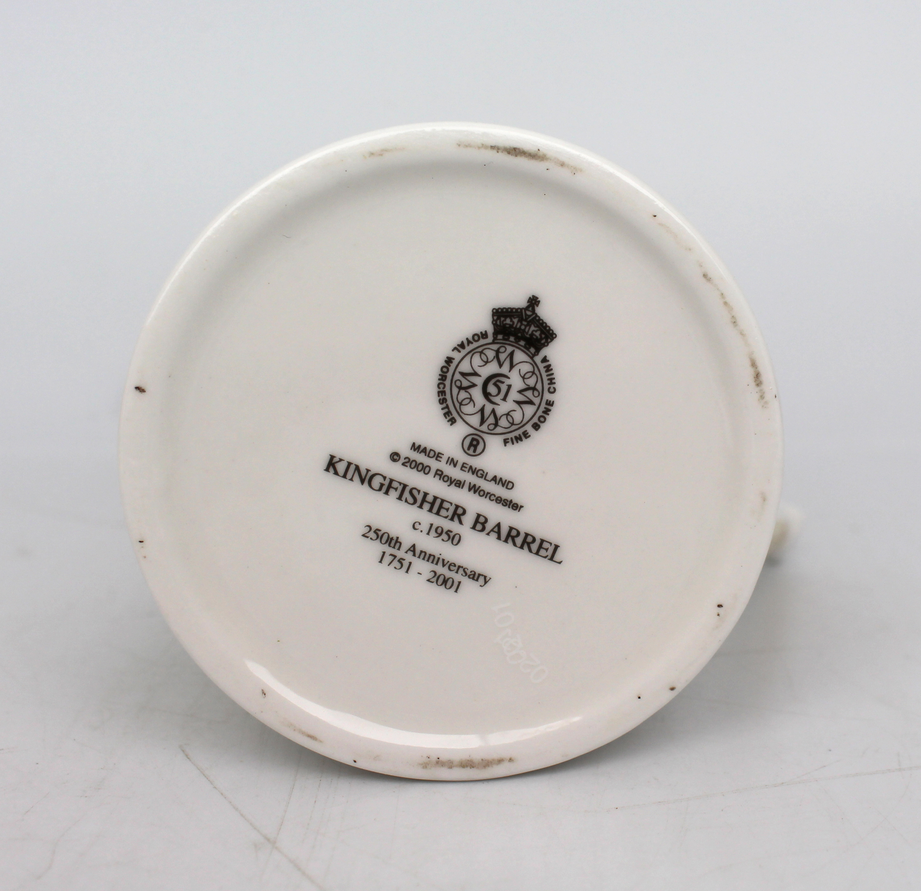 Royal Worcester Kingfisher Barrel Cream Jug - Image 5 of 5