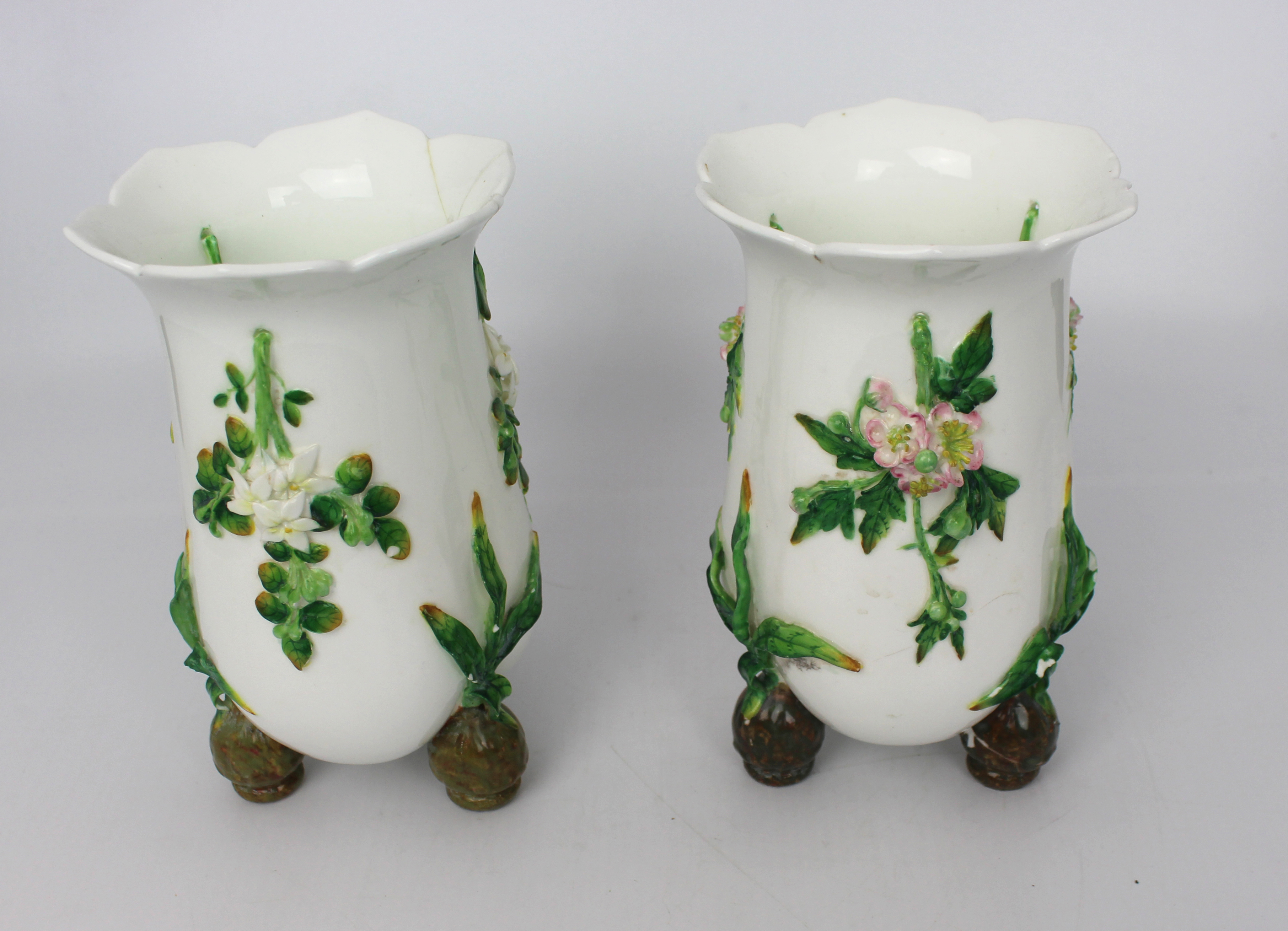 Pair of Antique Floral English Vases - Image 2 of 7