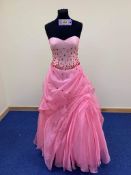 Ruby Prom Dress Pink With Red Stones Small Size