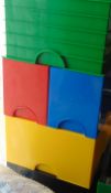 D2. 3 Large And 2 Small Lego Storage Boxes