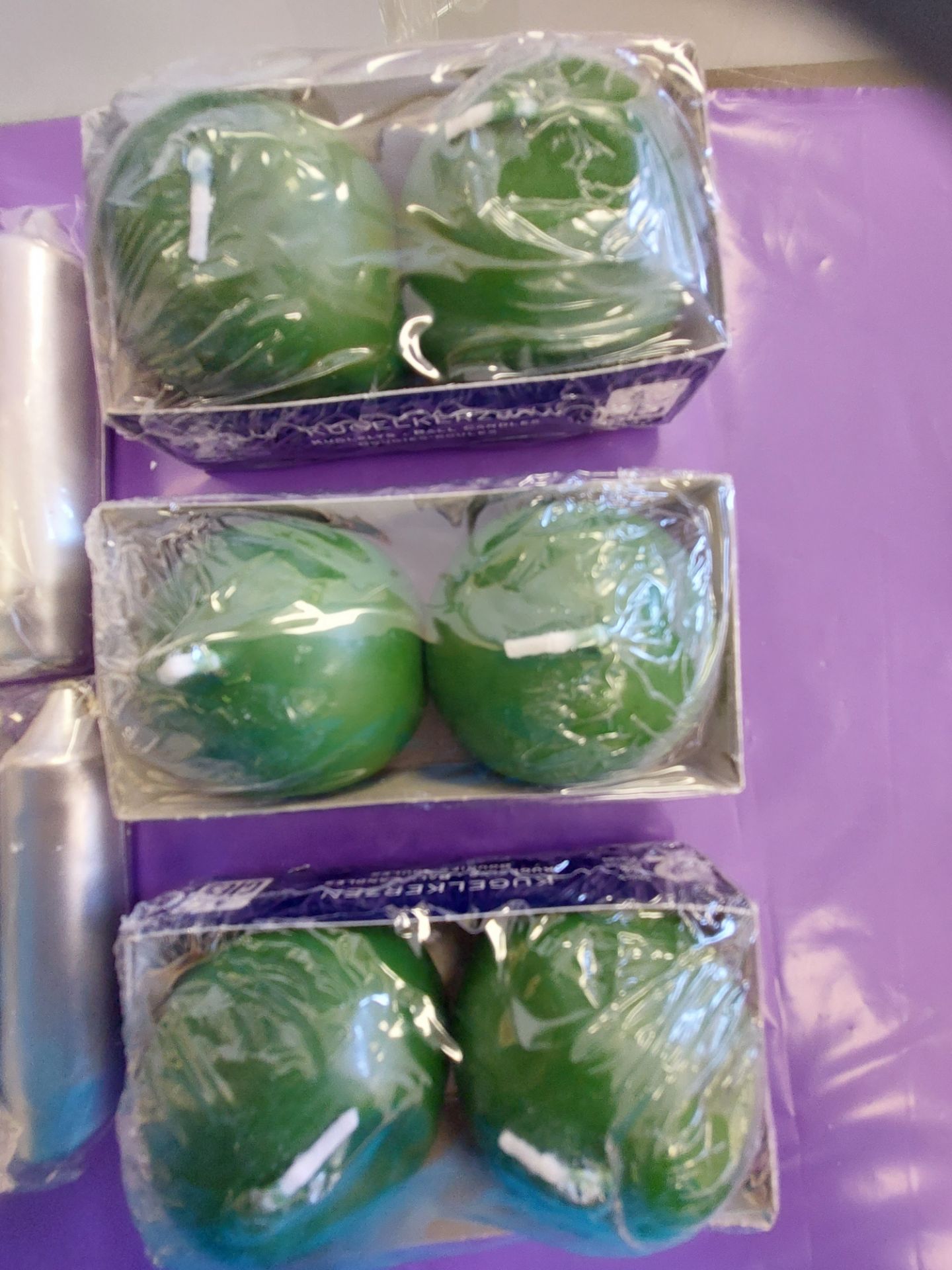 Green Ball Candles x 6 and 8 Silver Candles - Image 2 of 4