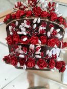 3 x Headbands With White and Red Roses. Vintage Style