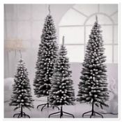 5 x Christmas Tree Artificial with Snow Frosted Tips Slim Pencil Shape 4ft