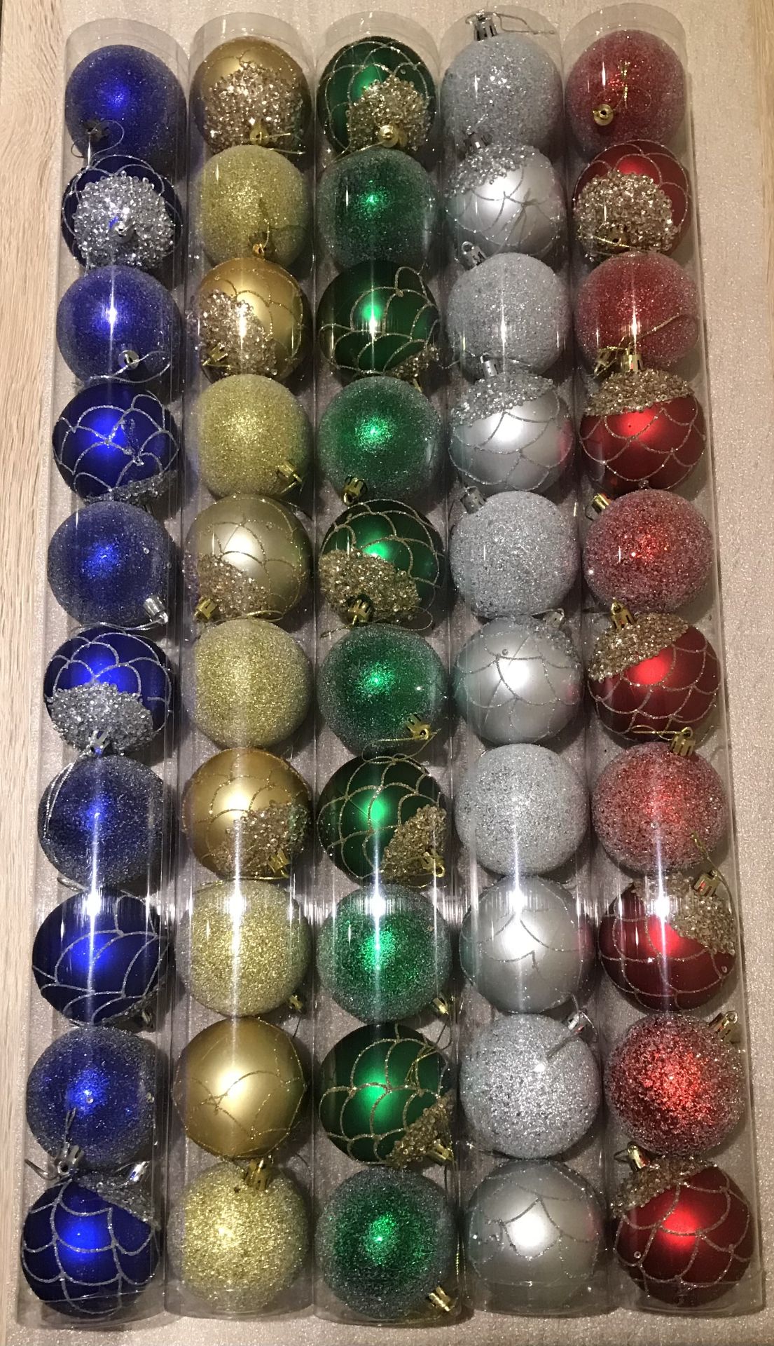 36 X Set Of 10 Christmas Tree Glitter Baubles Assorted Colours - Image 2 of 2