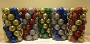 18 X Set Of 30 Christmas Tree Glitter Baubles Assorted colours