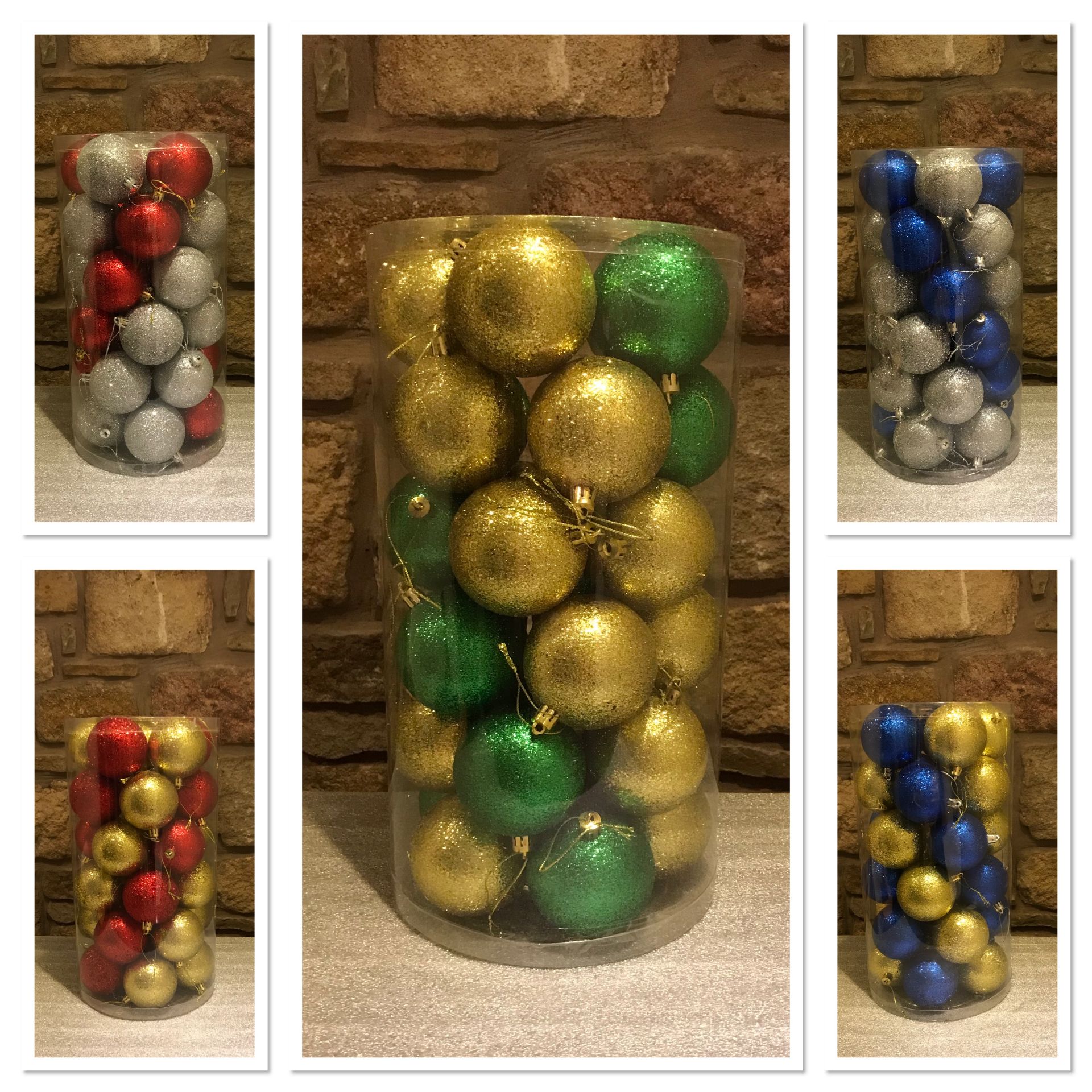 18 X Set Of 30 Christmas Tree Glitter Baubles Assorted colours - Image 2 of 2