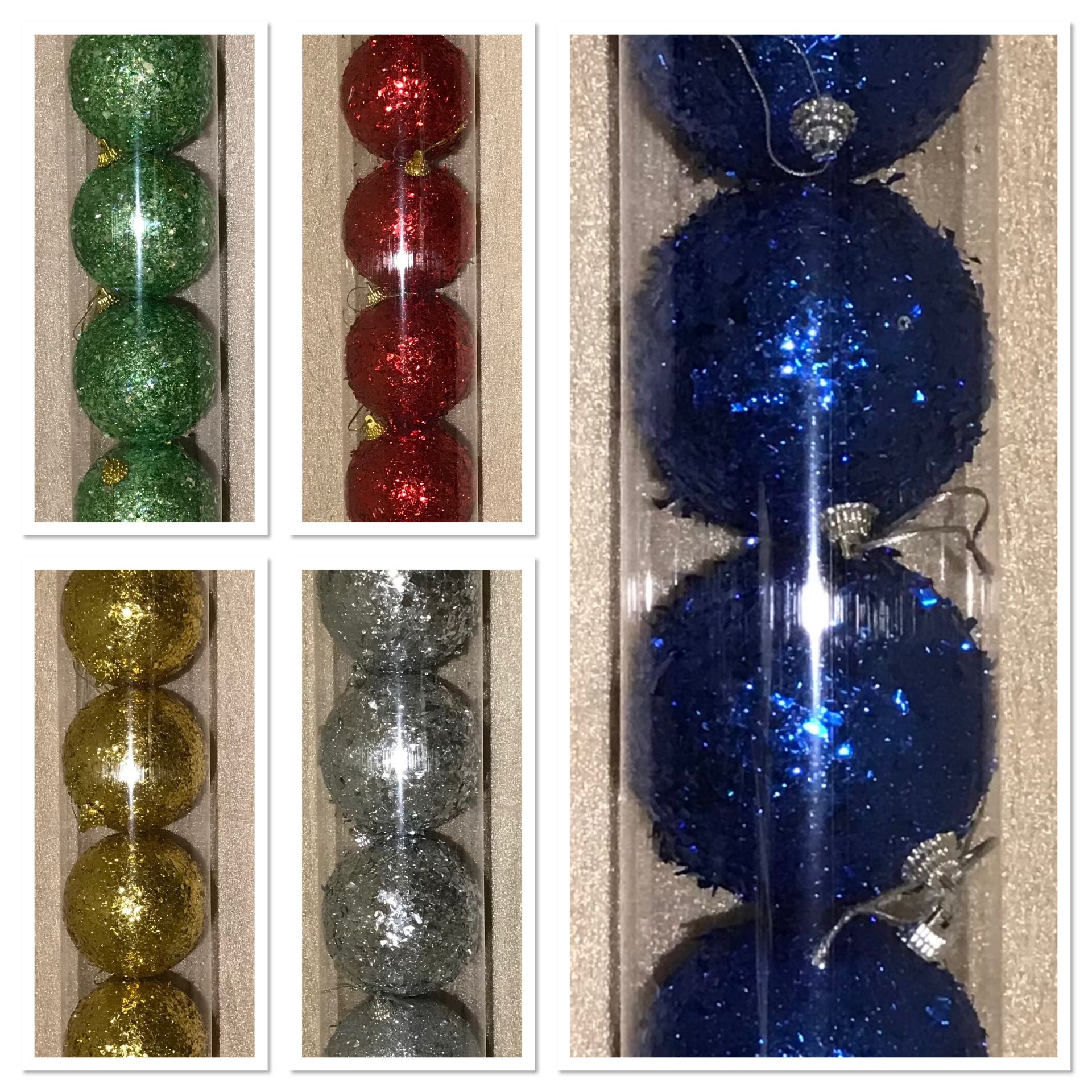 36 X Set Of 8 Christmas Tree Glitter Baubles Assorted Colours - Image 2 of 2