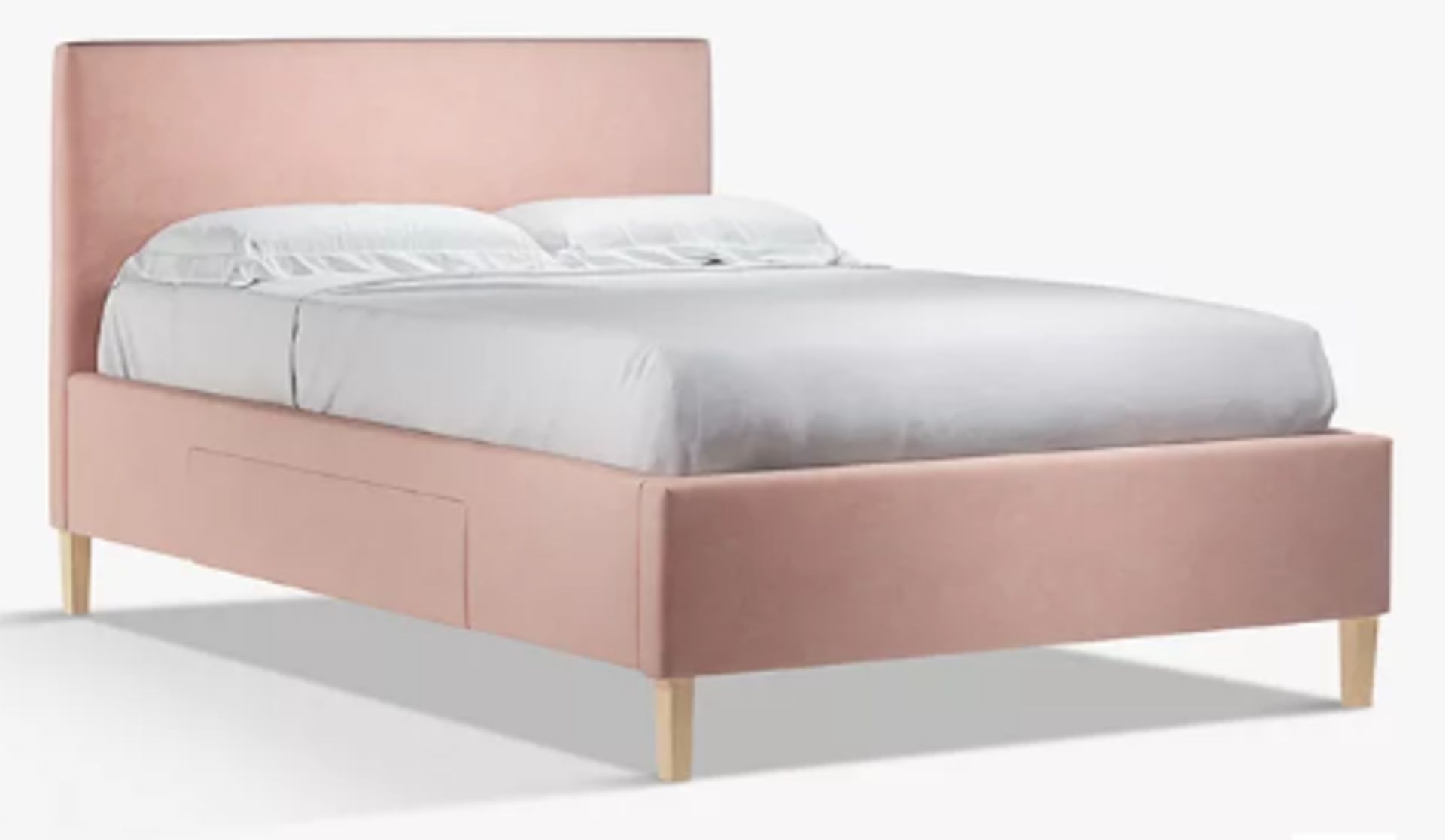 John Lewis Emily 2 Drawer Storage Upholstered Bed Frame, Double, Aquaclean Velvet Rose - Grading...