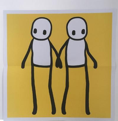 STIK Holding Hands by Stik, 2020 limited Edition in a series of colours (Yellow) Hackney Today - Image 2 of 5