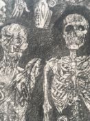 Original, Signed Lang 72, ink and watercolour framed Anatomical Human muscular skeletal work