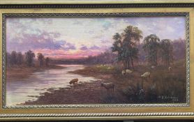 Sydney Yeats Johnston signed oil painting "Dusk on the River"