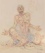 Large original Peter Howson OBE (Scottish) ink and watercolour, signed, dated 2013 'Thunderstruck...