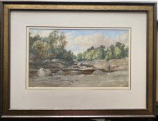 George Stratton Ferrier R.I, R.S.W, R.E signed watercolour Scottish view Fishing above Dornoch