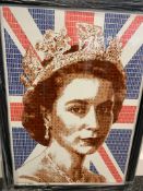 Scrabble Queen Elizabeth Framed By Gary Hogben Stamp mosaic with scrabble pieces