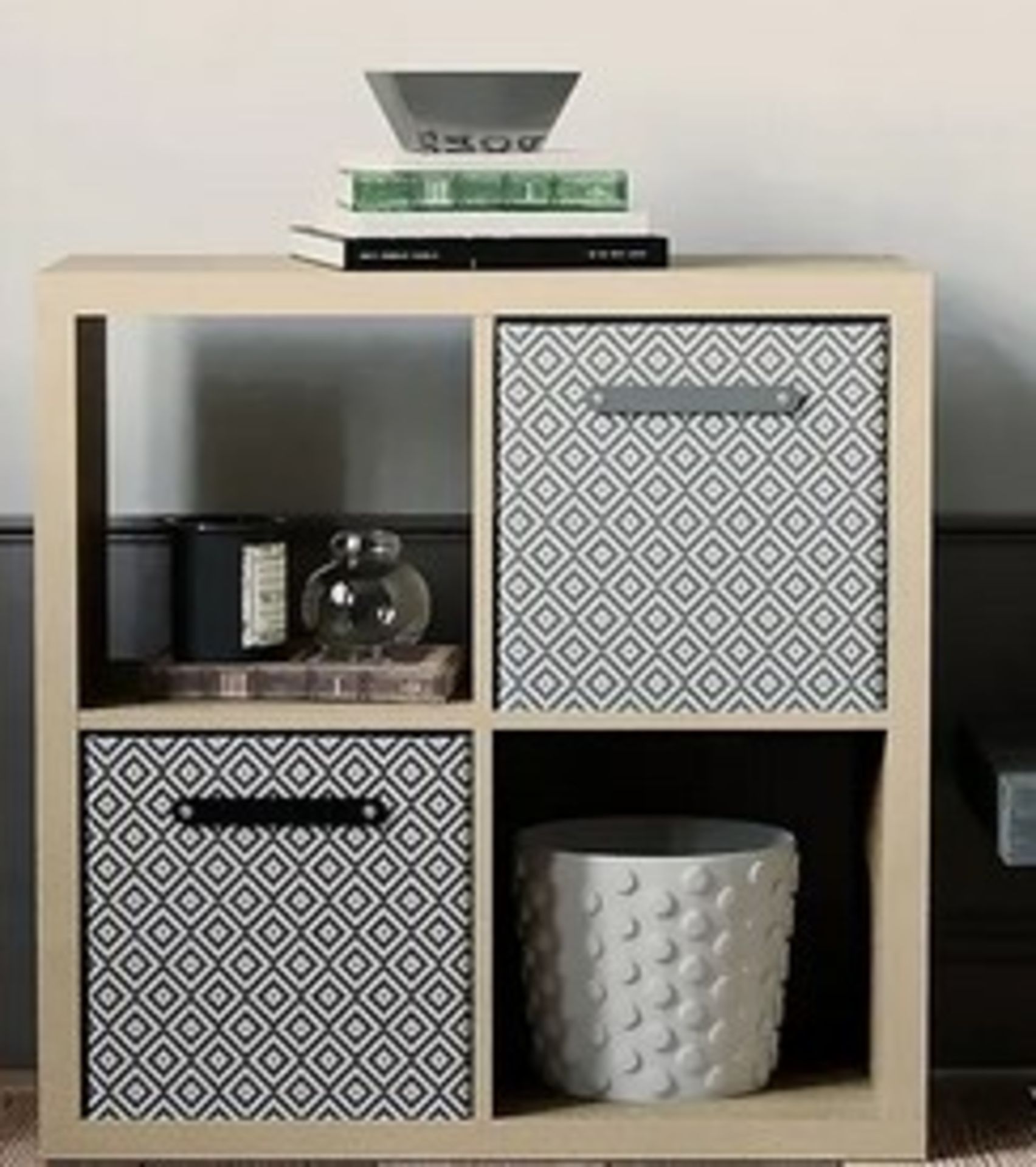 (33/P) Lot RRP £185. 5x Living Elements Clever Cube Items. 2x (2x2) Cube Storage Unit Oak Finish,...