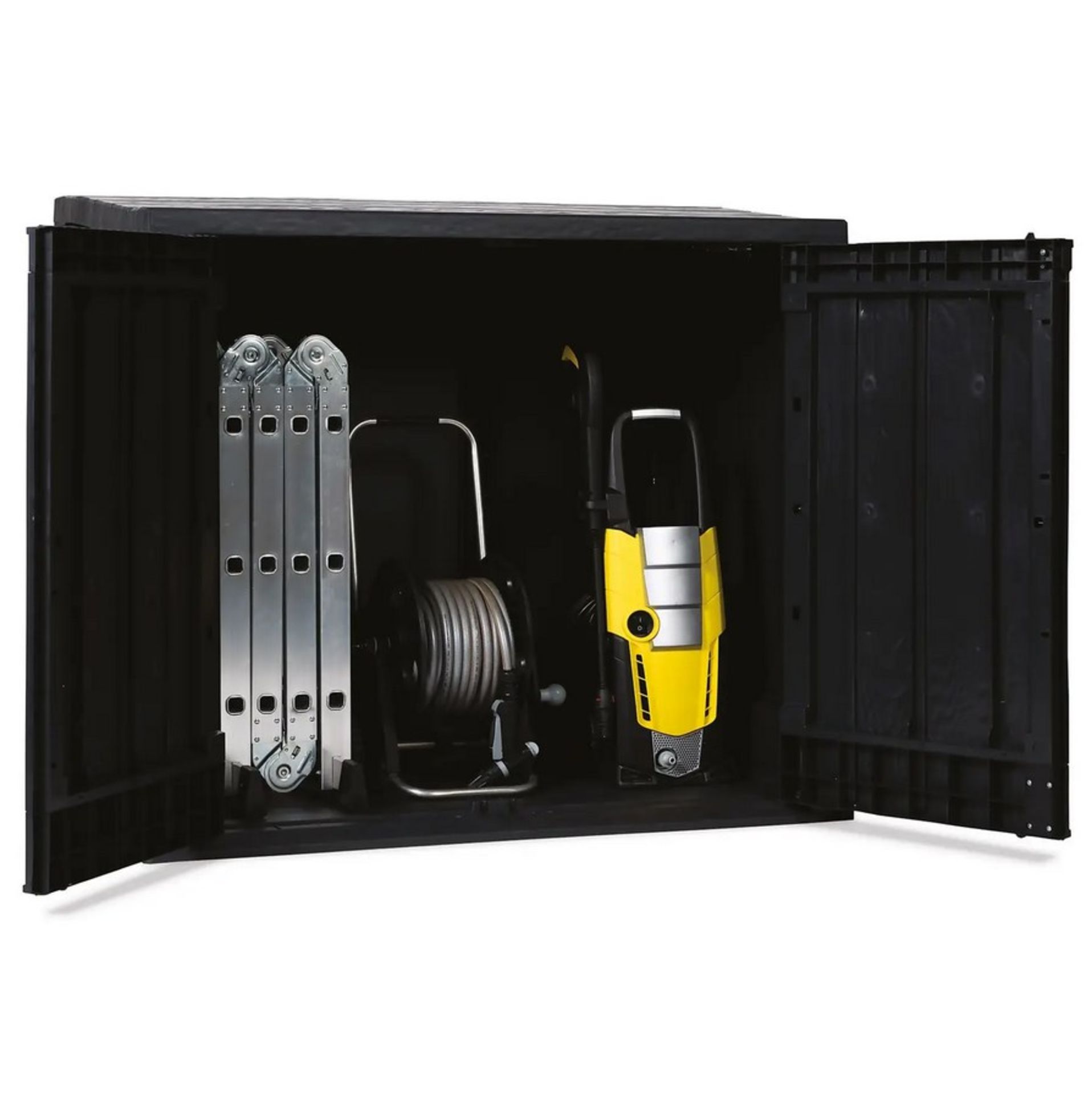 (16/P) RRP £165. Toomax StoraWay Plus XL 1270L Garden Storage Box Anthracite. Wood Effect Finish.... - Image 3 of 6