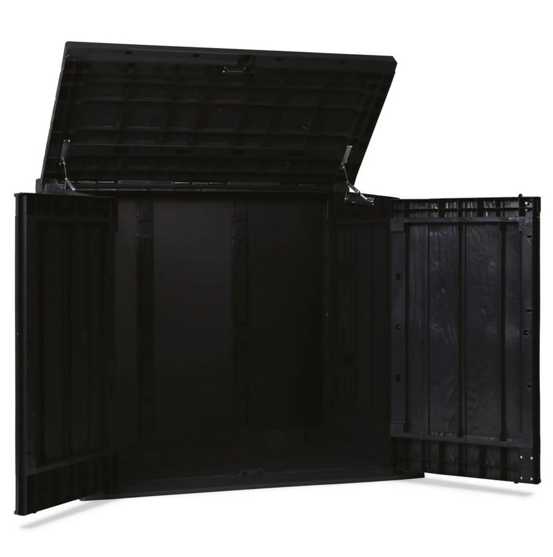 (16/P) RRP £165. Toomax StoraWay Plus XL 1270L Garden Storage Box Anthracite. Wood Effect Finish.... - Image 4 of 6