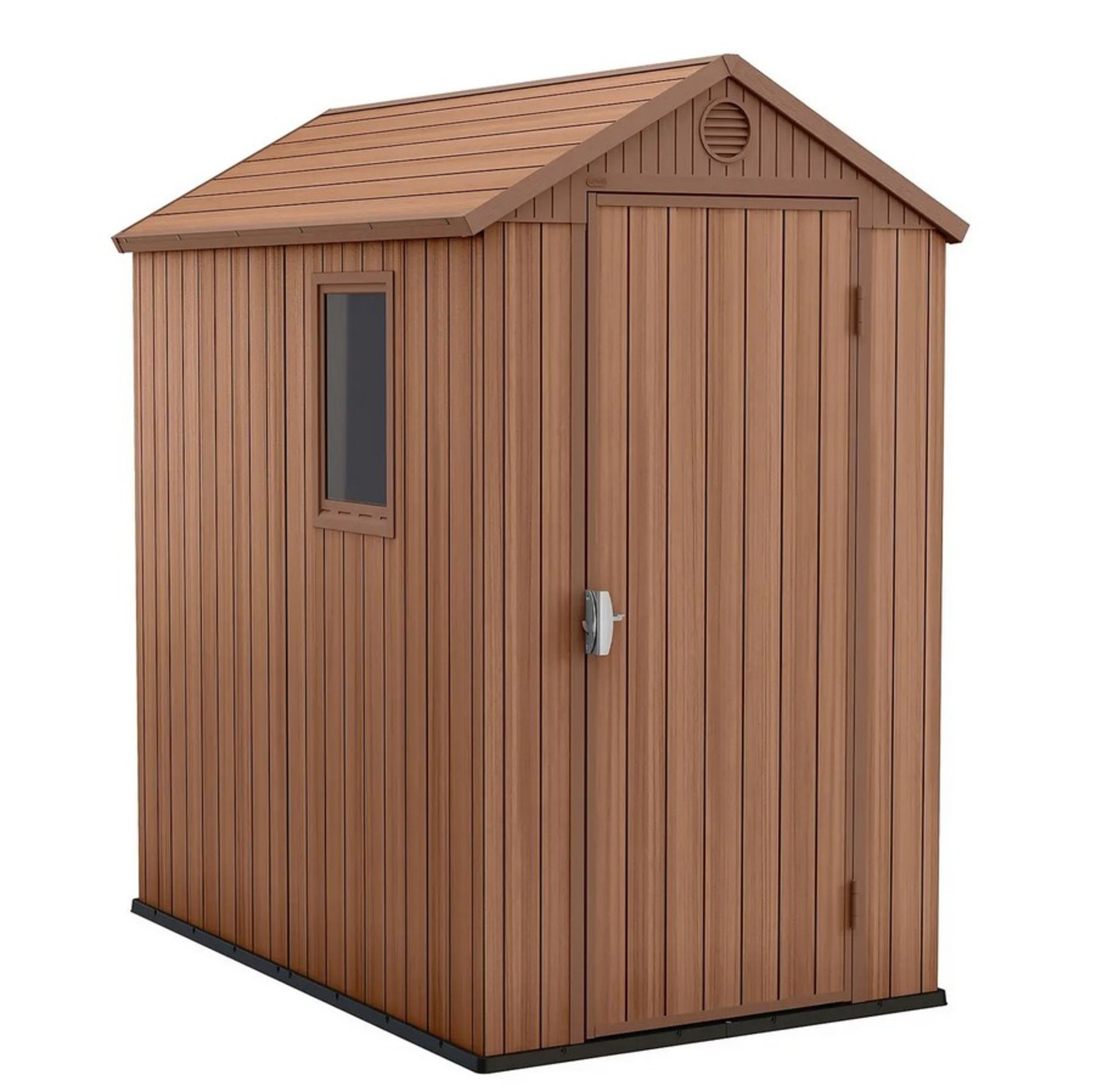 (14/P) RRP £385. Keter Darwin 6x4ft Outdoor Garden Apex Storage Shed Brown. Elegant Natural Wood... - Image 3 of 5