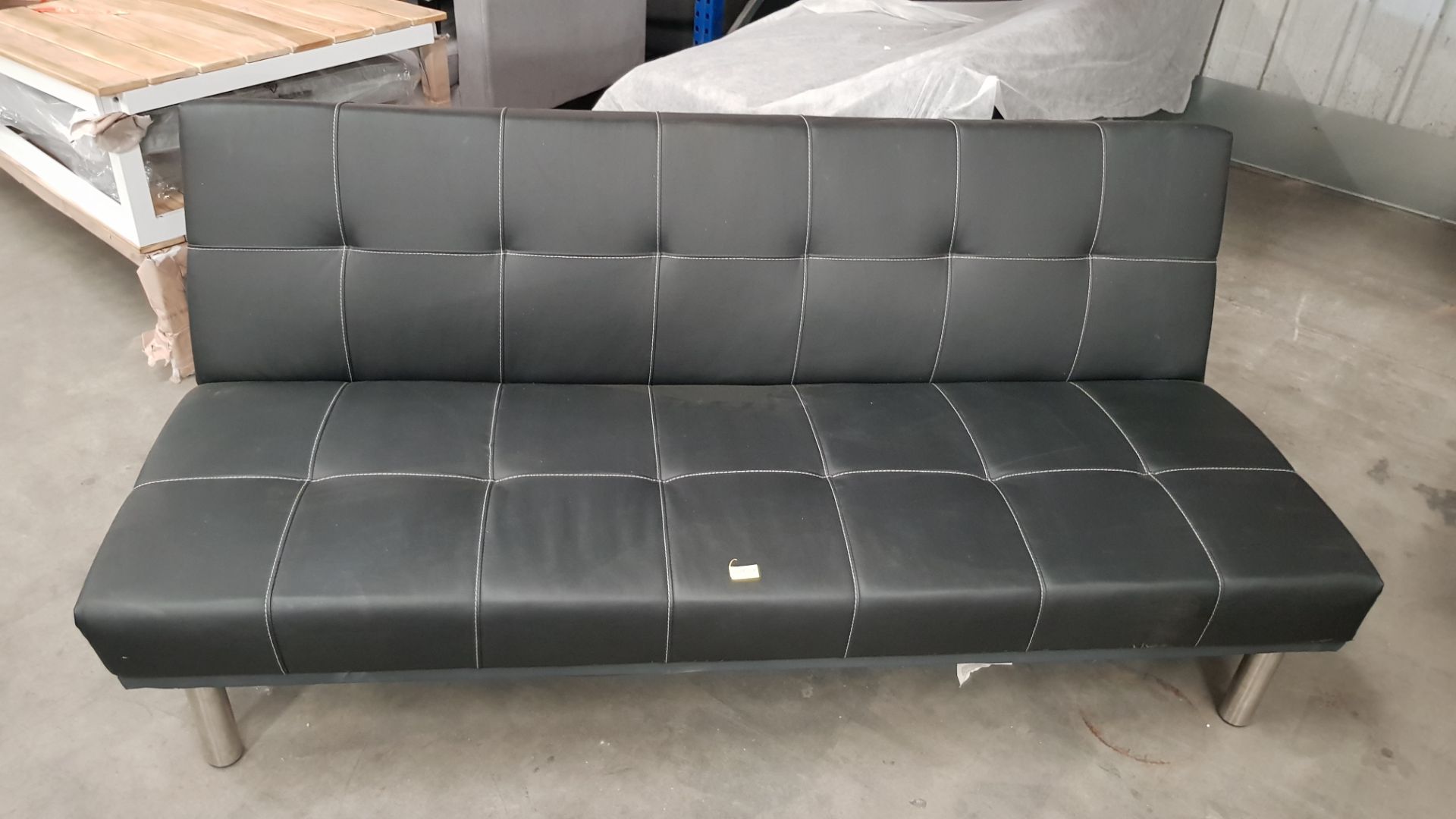 (46/R3) RRP £299. Clik Clak Faux Leather Sofa Bed Black/Chrome. Sofa: (W182x D92x H76cm). Sofa bed.. - Image 2 of 6