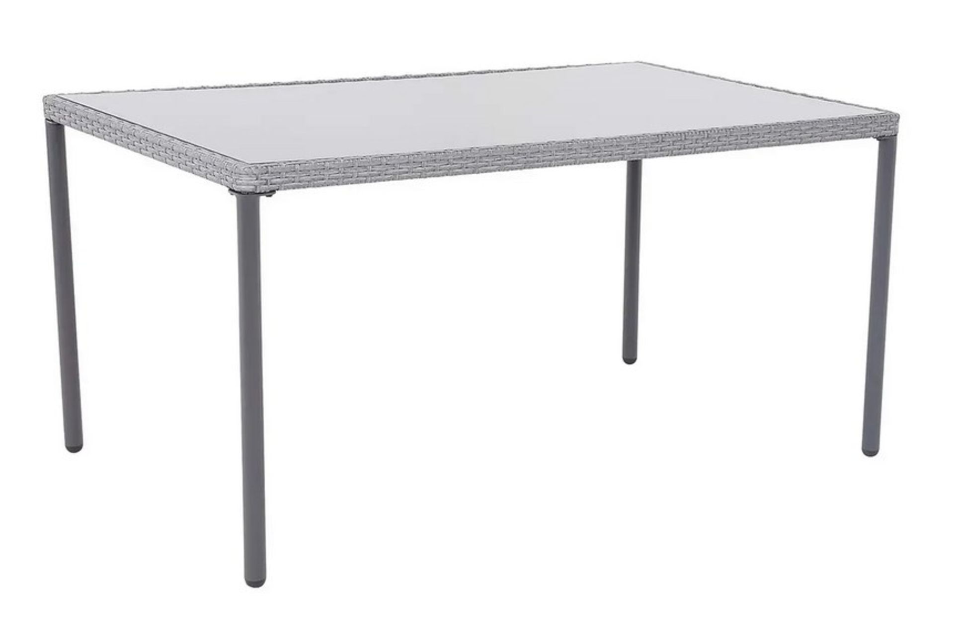 (29/P) RRP £150. Bambrick Rectangular Table. Rattan Effect Edges. Removable Table Legs For Easy S...