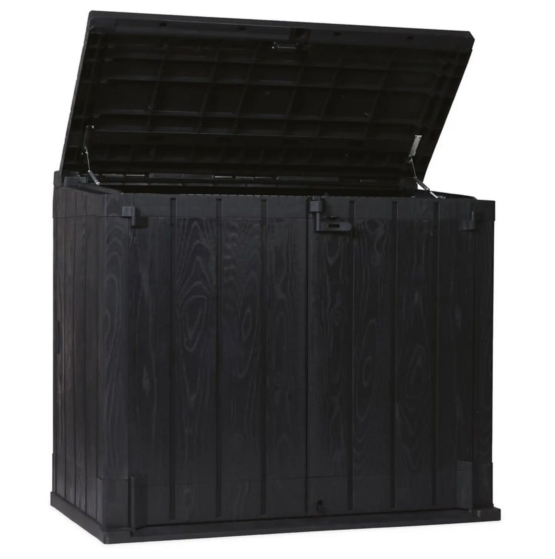 (16/P) RRP £165. Toomax StoraWay Plus XL 1270L Garden Storage Box Anthracite. Wood Effect Finish.... - Image 2 of 6