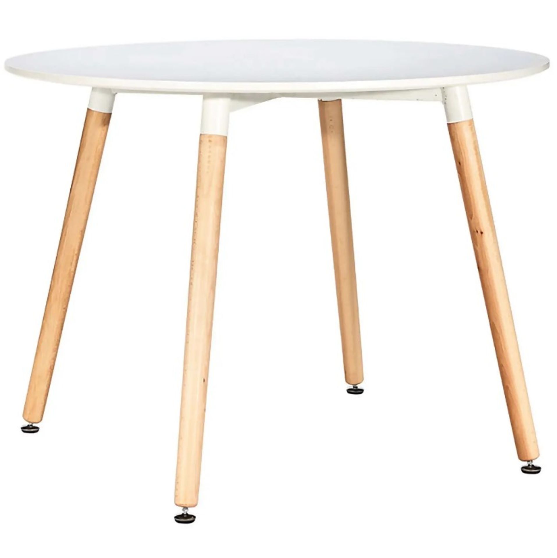 (60/5E) Chloe 4 Seater Round Table. White Painted Finish MDF Top, Solid Beech Legs. (H74x Dia 90c... - Image 3 of 4