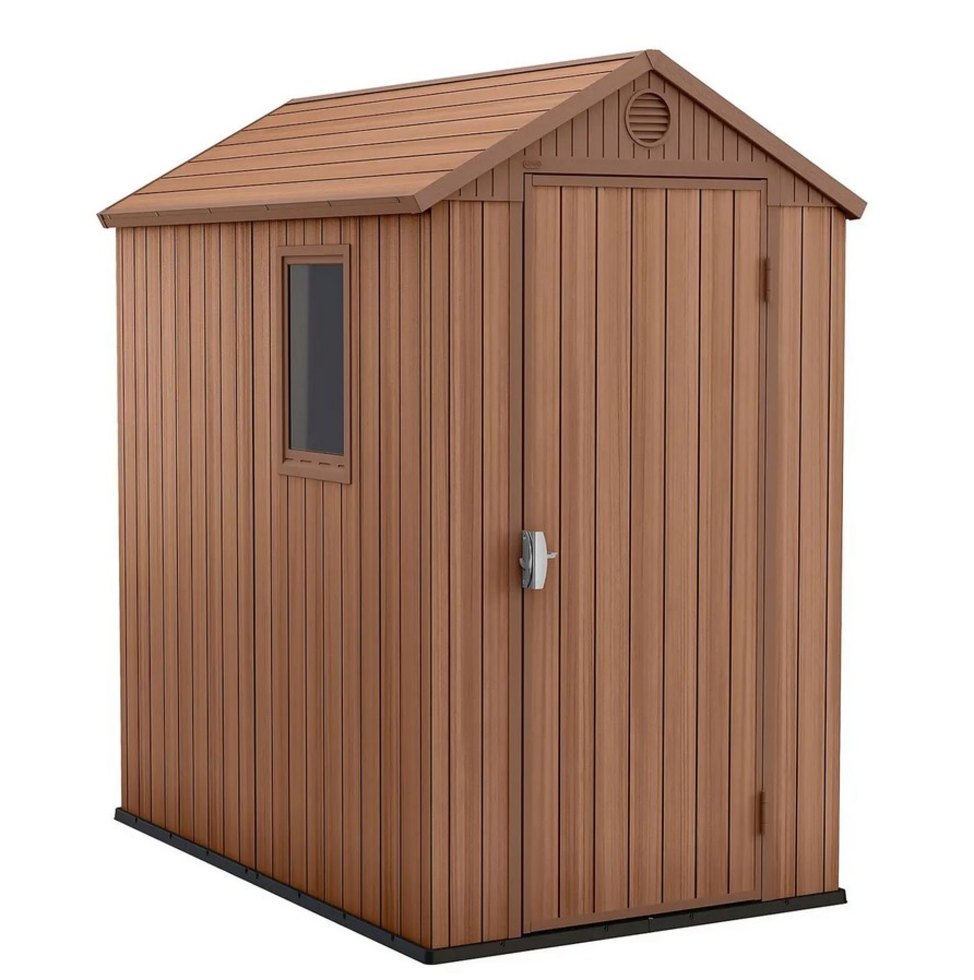 (11/P) RRP £385. Keter Darwin 6x4ft Outdoor Garden Apex Storage Shed Brown. Elegant Natural Wood... - Image 2 of 5