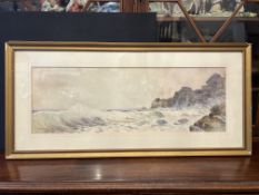 C19th Watercolour of Cornwall Coast in Gilt Frame